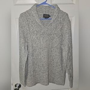 Pendleton Lambs Wool Blend Gray Marled Neutral Classic Collared Sweater Men's M